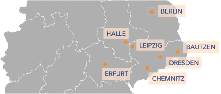 Deuschlandkarte mit eingezeichneten Standorten von Mastermindclubs - Roman Topp